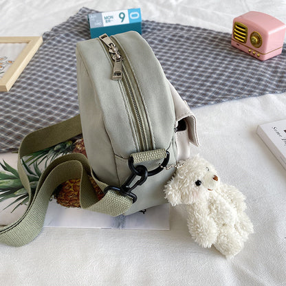 Canvas small bag women's crossbody lightweight shoulder bag 2021 new summer small fresh and cute student mobile phone bag 