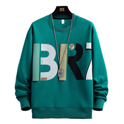2023 Spring and Autumn Round Neck Sweater Men's Trendy Loose Casual Bottom Shirt Couple Internet Celebrity Top Clothes 