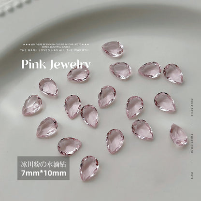 Nail art jewelry diamond wholesale see-through glacier pink pointed bottom diamond sparkling octagonal rock candy love ax nail accessories 