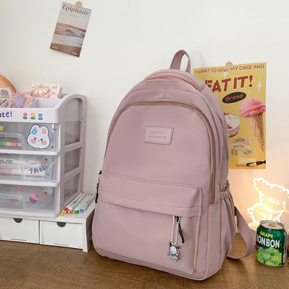 Solid color backpack for women 2023 new style middle school girl girl large capacity high school bag college girl simple backpack 