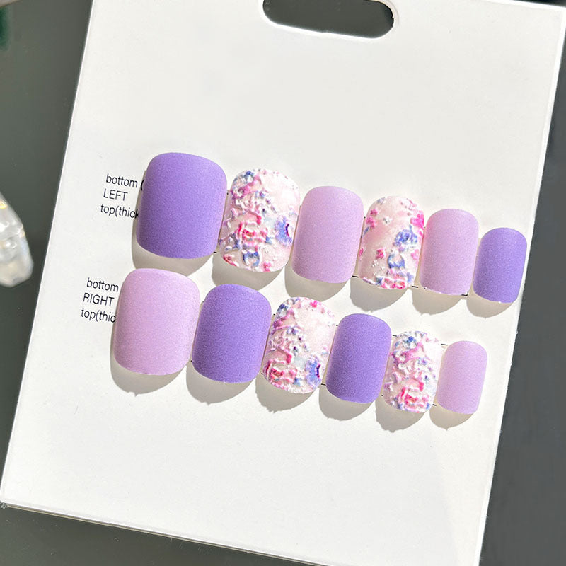 Wearable manicure finished nail patches for adults short bridal style embossed nude color 2023 new nail patches 