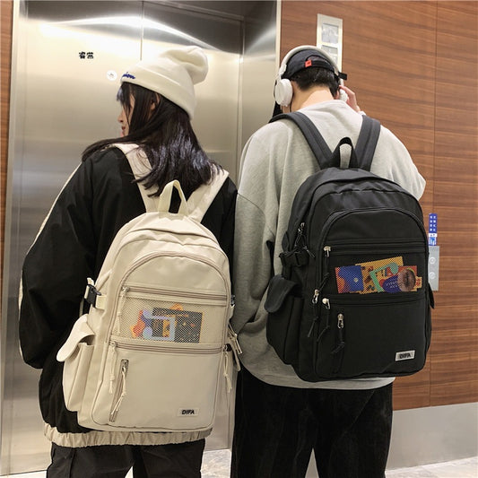 ins Japanese workwear schoolbag men's backpack women's Korean style high school college student simple backpack large capacity backpack 