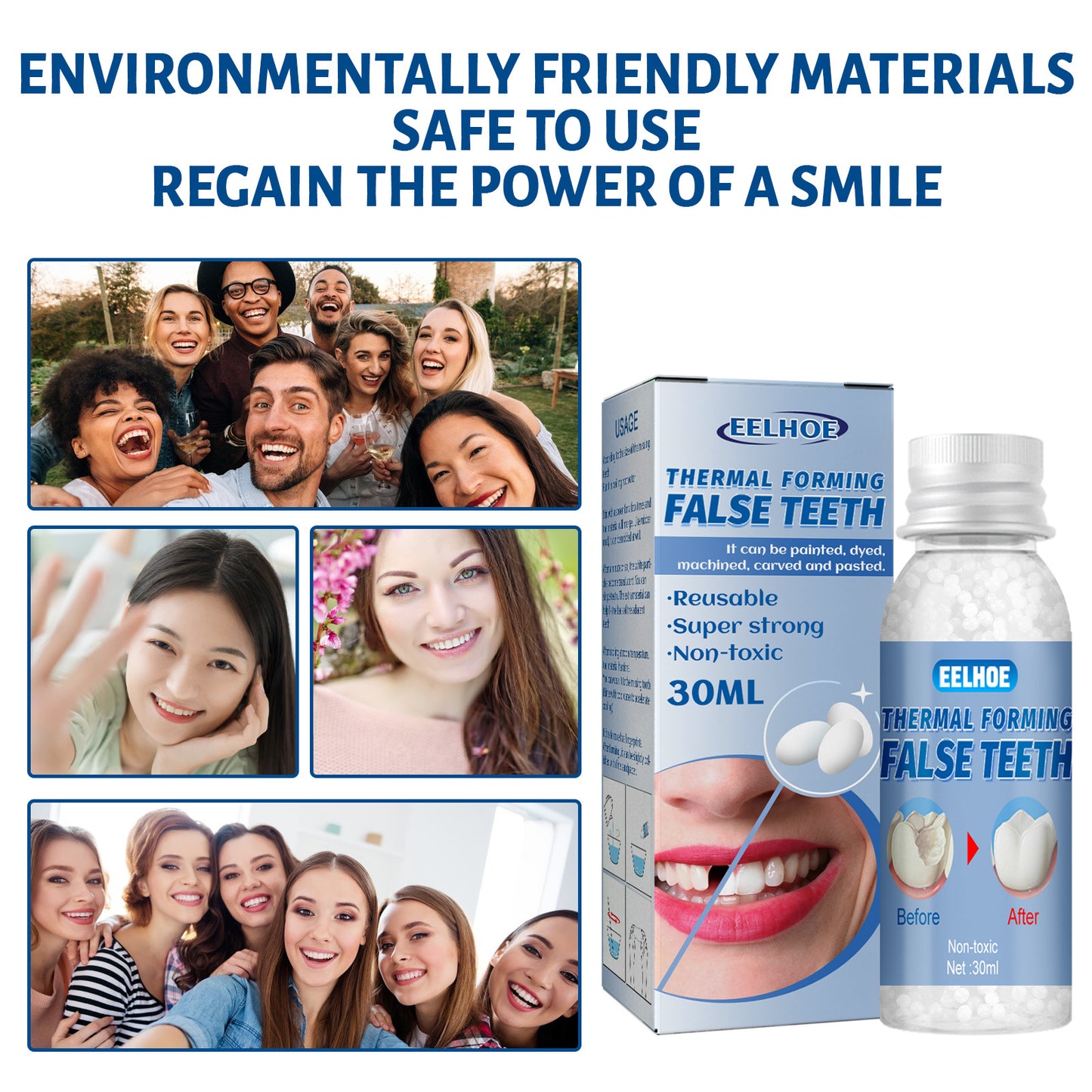 EELHOE shapeable gutta-percha film and television makeup denture modification temporary fillings teeth gum holes and gaps 