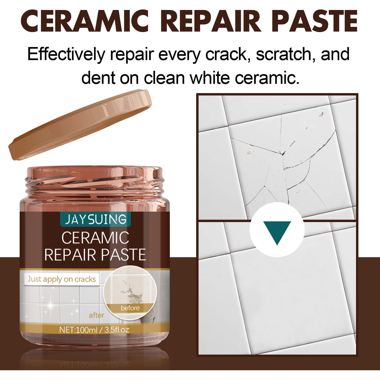 Jaysuing tile repair paste to repair ceramic cracks household stone floor tiles to repair pits and holes adhesive paste 