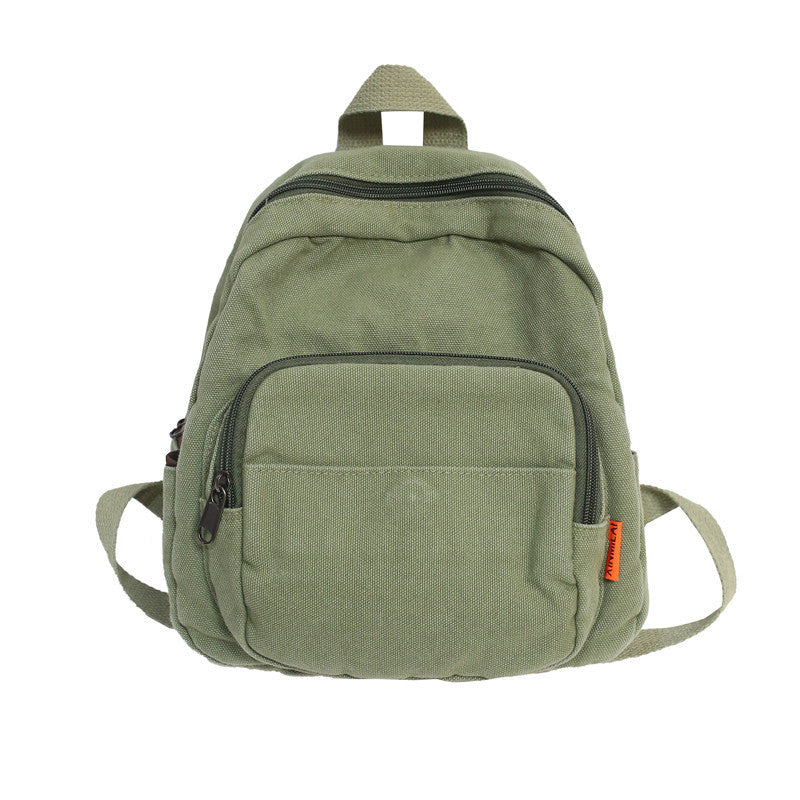 Literary Small Backpack Japanese Simple Lazy Style Small Backpack Bag 2023 Summer New Washed Canvas School Bag 