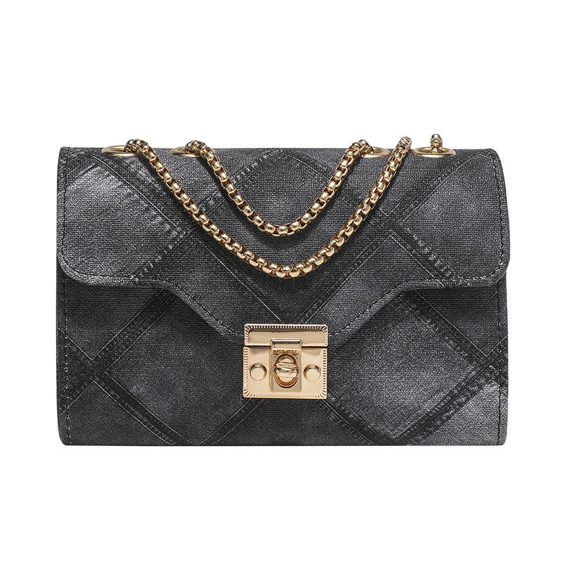 ladies bag fashionable gradient chain small square bag fashionable lock rhombus embossed crossbody women's bag dropshipping 