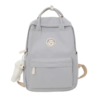Japanese ins girl backpack Korean version junior high school student school bag female trendy large capacity solid color nylon handbag 