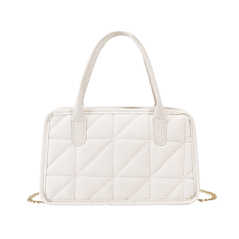 女士手提枕头包2021ladies handbags外贸包包女菱格链条绣花包