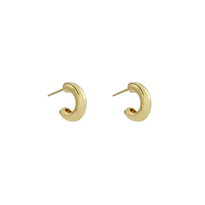 Silver needle C-shaped earrings simple and small metal texture earrings ins style geometric all-match earrings women wholesale 