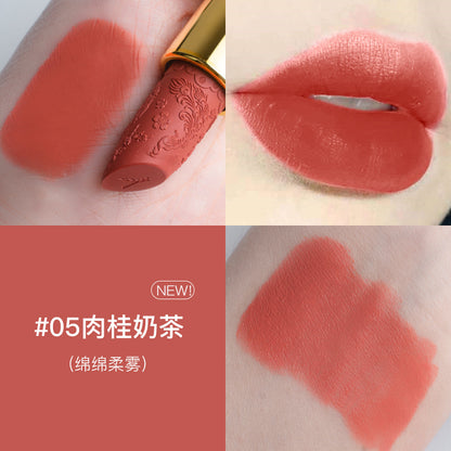 Douyin carved lipstick Chinese style semi-matte lipstick long-lasting moisturizing no-makeup cinnamon milk tea for girlfriend 