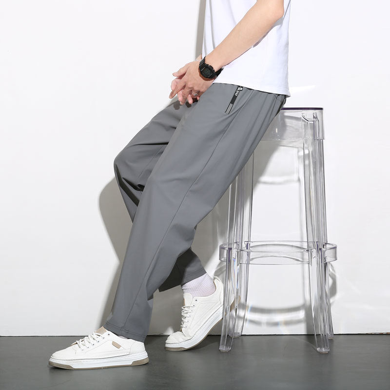 High elastic ice silk trousers men's summer trend thin sports casual pants quick-drying ice silk trousers 8316-TP30 