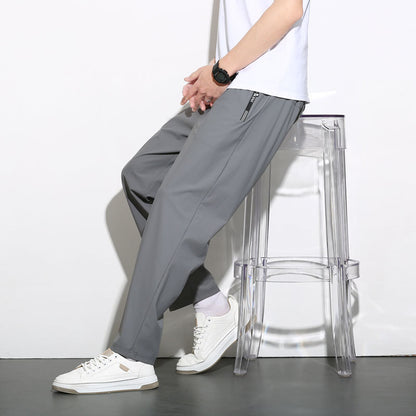 High elastic ice silk trousers men's summer trend thin sports casual pants quick-drying ice silk trousers 8316-TP30 