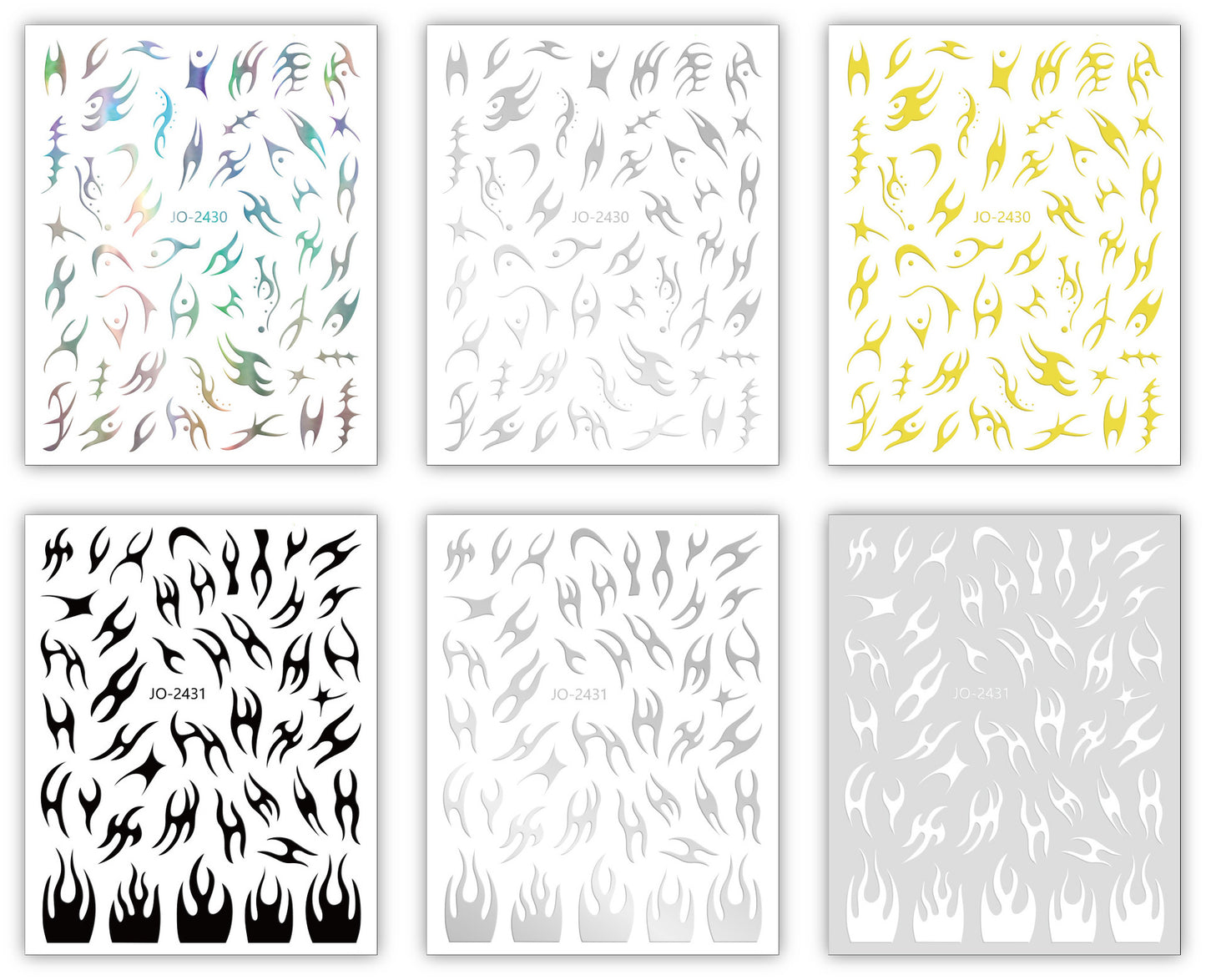 Cross-border mirror thorn flame nail art stickers hot stamping silver aurora irregular metal nail stickers decoration wholesale 