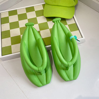 EVA New Banana Flip-flops Women's Summer Indoor Home Personality Thick Bottom Beach Wearing Sandals and Slippers Cross-border Wholesale 