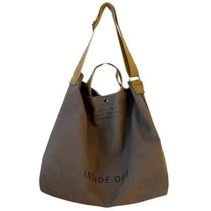Canvas large bag for women 2023 new Korean version Ruiying retro lazy style casual crossbody bag large capacity bag bag 