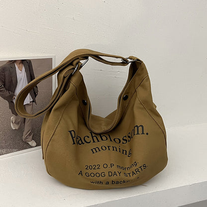 Letter canvas bag for women 2022 new trendy fashion versatile tote bag student class large capacity crossbody bag 