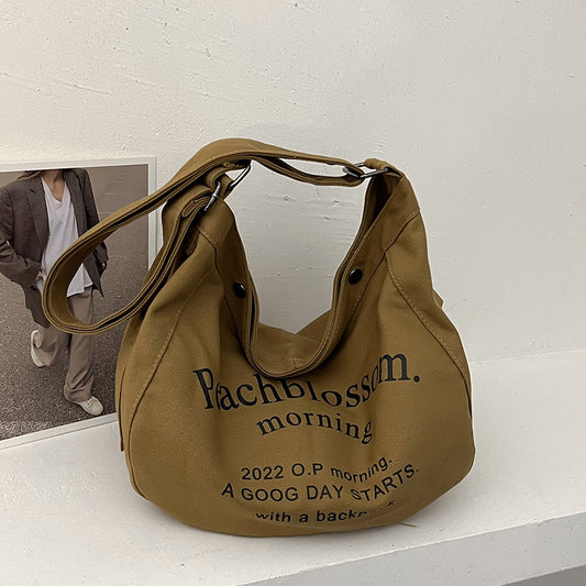 Letter canvas bag for women 2022 new trendy fashion versatile tote bag student class large capacity crossbody bag 