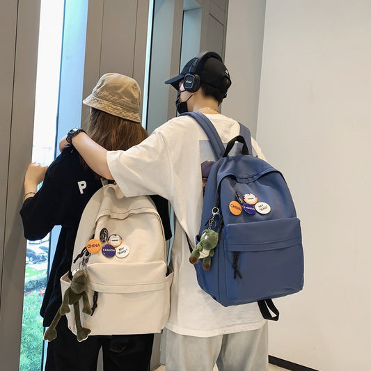 2023 new Korean version Harajuku ulzzang middle school student schoolbag simple large capacity Japanese solid color campus backpack