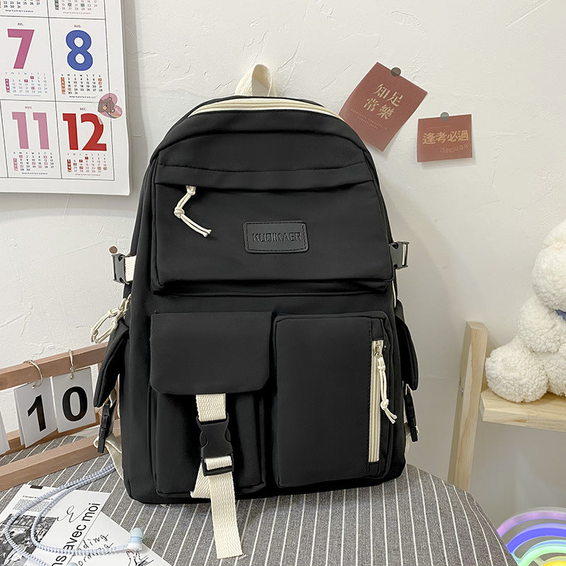 2021新款潮韩版大容量初高中学生书包轻便简约旅行包帆布双肩背包