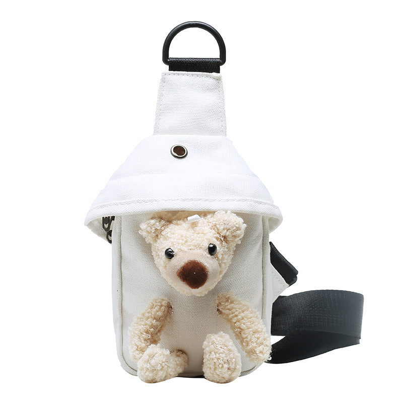 Girls Bags 2020 New Bear Bag Canvas Chest Bag Internet Celebrity Cute Student Crossbody Bag Personalized Waist Bag Trendy 