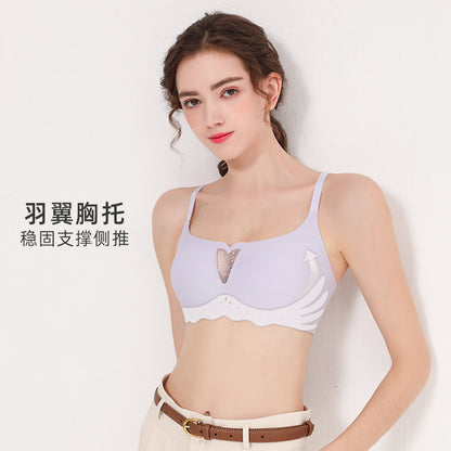 果冻软支撑无痕内衣女薄小胸聚拢调整型大胸显小文胸无钢圈