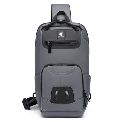 Ozuko new men's chest bag student shoulder bag waterproof Oxford cloth trendy brand large capacity men's crossbody bag 