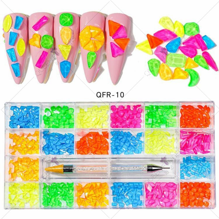 Nail Art Diamond Jewelry 21 Grids Flat Bottom Special Shaped Diamond Size Mixed Nail Art Diamond Special Shaped Glass Diamond DIY Accessories Set 