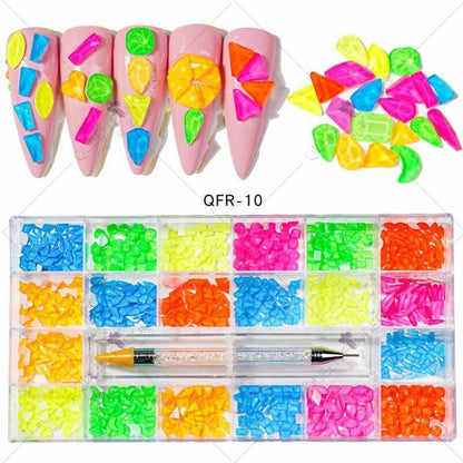 Nail Art Diamond Jewelry 21 Grids Flat Bottom Special Shaped Diamond Size Mixed Nail Art Diamond Special Shaped Glass Diamond DIY Accessories Set 