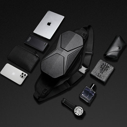 ozuko new sports men's waist bag functional PC hard shell crossbody bag men's trendy brand waterproof men's chest bag wholesale 