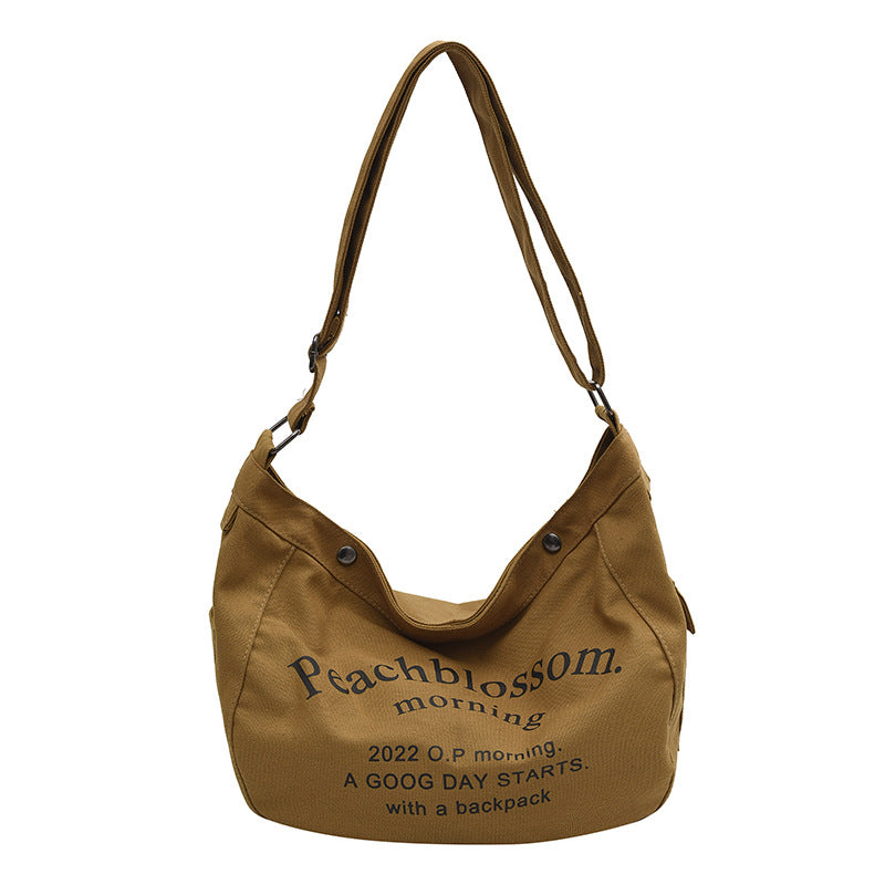 Letter canvas bag for women 2022 new trendy fashion versatile tote bag student class large capacity crossbody bag 
