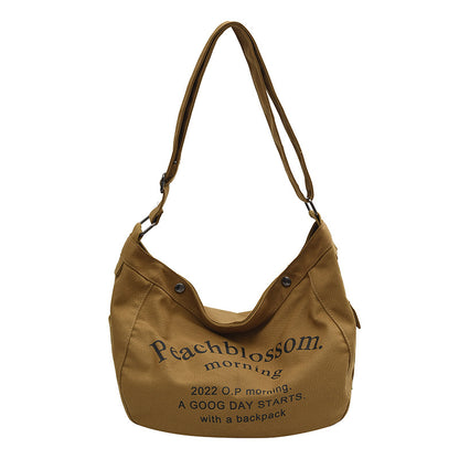 Letter canvas bag for women 2022 new trendy fashion versatile tote bag student class large capacity crossbody bag 