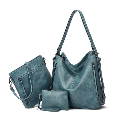 Manufacturer cross-border women's bag new style 2023 European and American fashion shoulder bag three-piece set tote bag trend crossbody backpack bag 