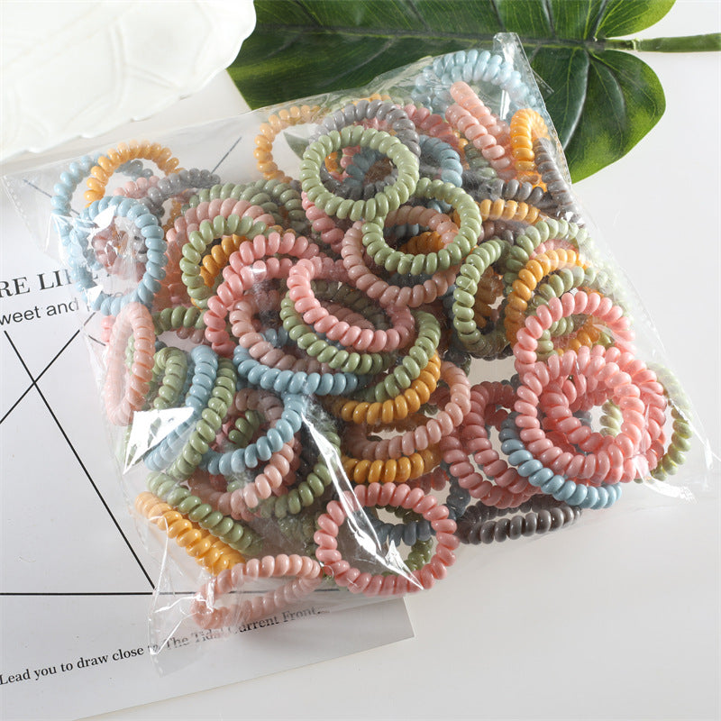 Korean version of the telephone cord hair circle women's hair rope solid color bright surface simple rubber band hair accessories net red head rope wholesale 