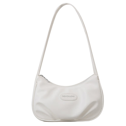 Niche texture silver bag for women 2023 new summer shoulder crossbody bag high-end pleated armpit crescent bag 