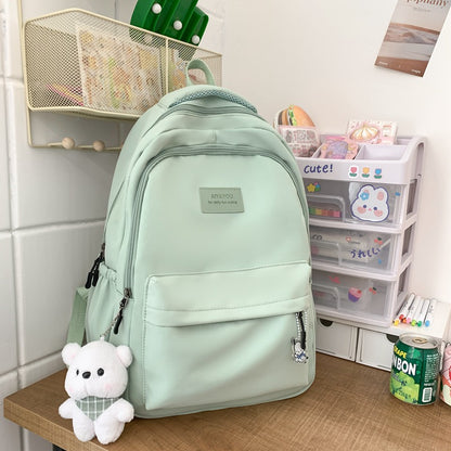 Solid color backpack for women 2023 new style middle school girl girl large capacity high school bag college girl simple backpack 