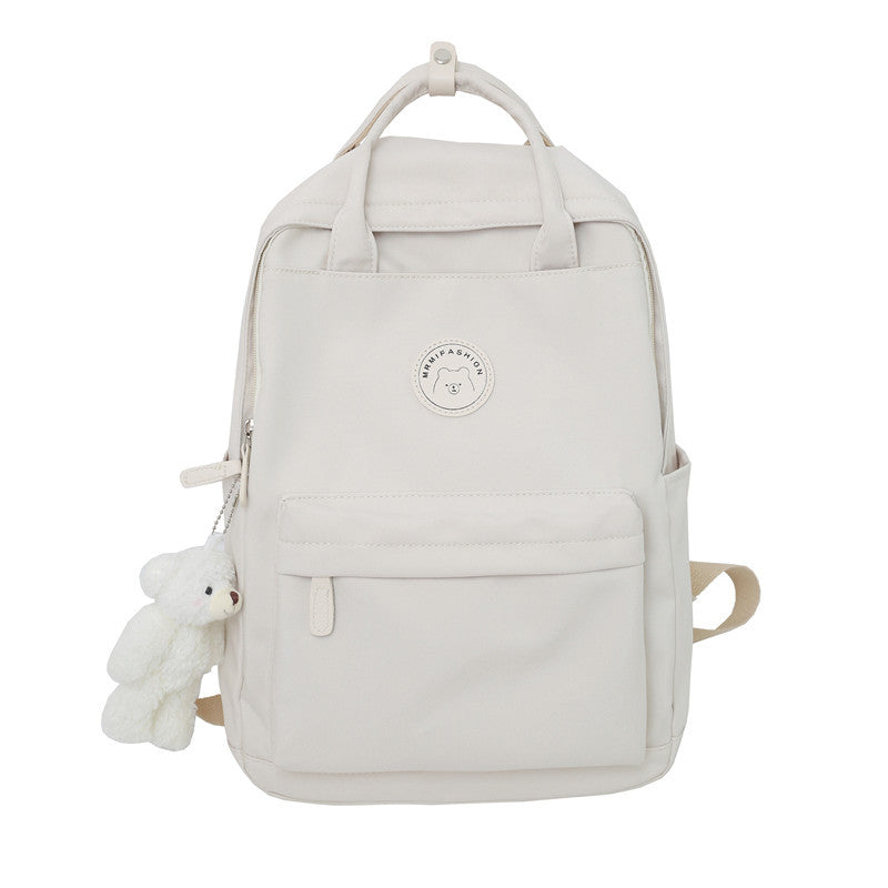 Japanese ins girl backpack Korean version junior high school student school bag female trendy large capacity solid color nylon handbag 