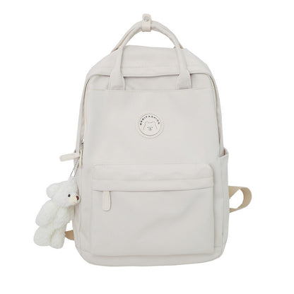 Japanese ins girl backpack Korean version junior high school student school bag female trendy large capacity solid color nylon handbag 