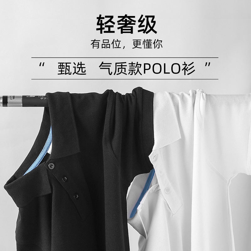 2024新款男装宽松翻领短袖男式t恤POLO衫夏季广告衫团体服半袖