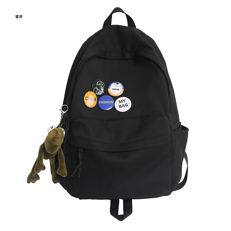 2023 new Korean version Harajuku ulzzang middle school student schoolbag simple large capacity Japanese solid color campus backpack