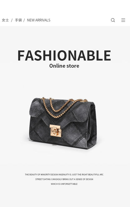 ladies bag fashionable gradient chain small square bag fashionable lock rhombus embossed crossbody women's bag dropshipping 