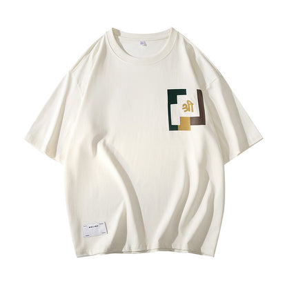 Japanese trendy brand letter printing casual bottoming shirt all-match 2023 new summer round neck short-sleeved men's T-shirt 