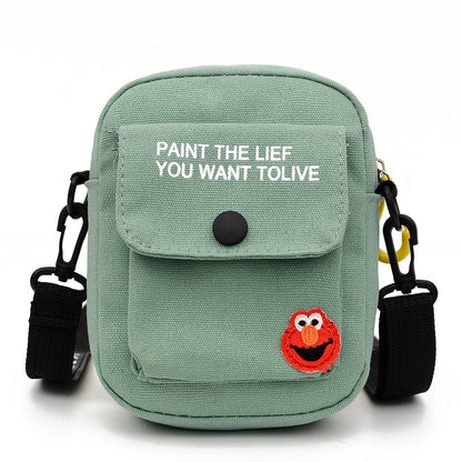 Korean version ins canvas crossbody bag women's bag new 2020 internet celebrity same style student small fresh hand shoulder bag 