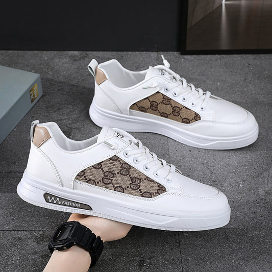 Small white shoes men's 2023 spring and autumn new trend fashion all-match casual leather panel shoes slip-on men's shoes lazy shoes