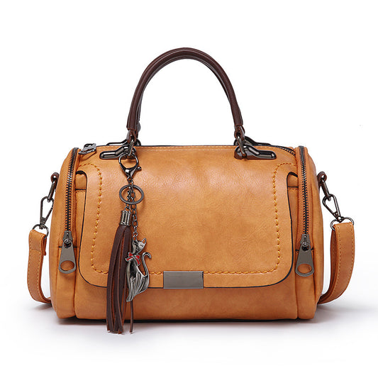 2023 New Korean Style Easy to Match Retro Bag Shoulder Bag Crossbody Bag Boston Pillow Bag Women’s Handheld Tassel Bag 