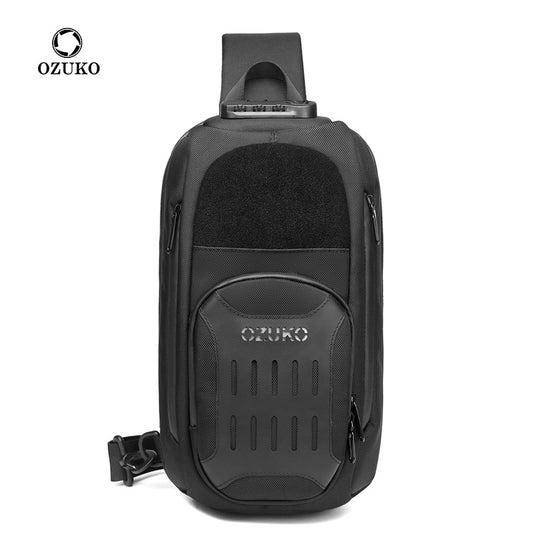 ozuko black crossbody bag large capacity sports men's chest bag outdoor tactical multifunctional men's bag shoulder bag 