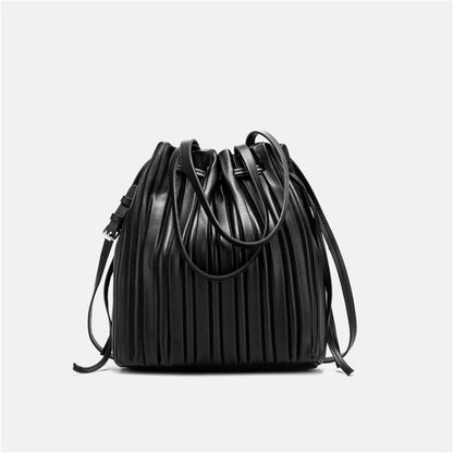 Bags for women, trendy Korean version, new fashion and creative striped shoulder crossbody bag, PU portable pleated bag, trendy 