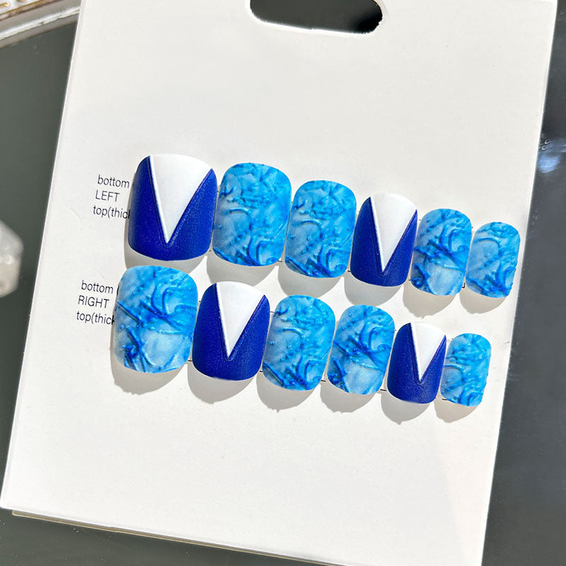 Wearable manicure finished nail patches for adults short bridal style embossed nude color 2023 new nail patches 
