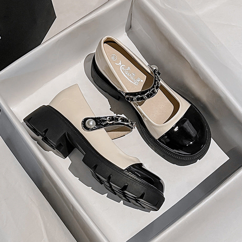 32-39 small size women's shoes French Mary Jane women's shoes summer thin section thick-soled small leather shoes with single shoes women 