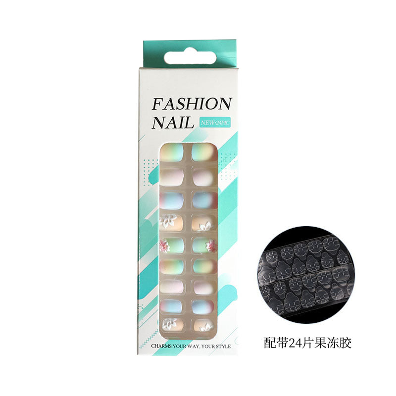 Wearable manicure finished nail patches for adults short bridal style embossed nude color 2023 new nail patches 