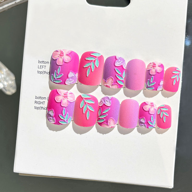 Wearable manicure finished nail patches for adults short bridal style embossed nude color 2023 new nail patches 